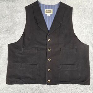 Frontier Classics Vest Mens XL Black Canvas Western Steampunk Old West Victorian